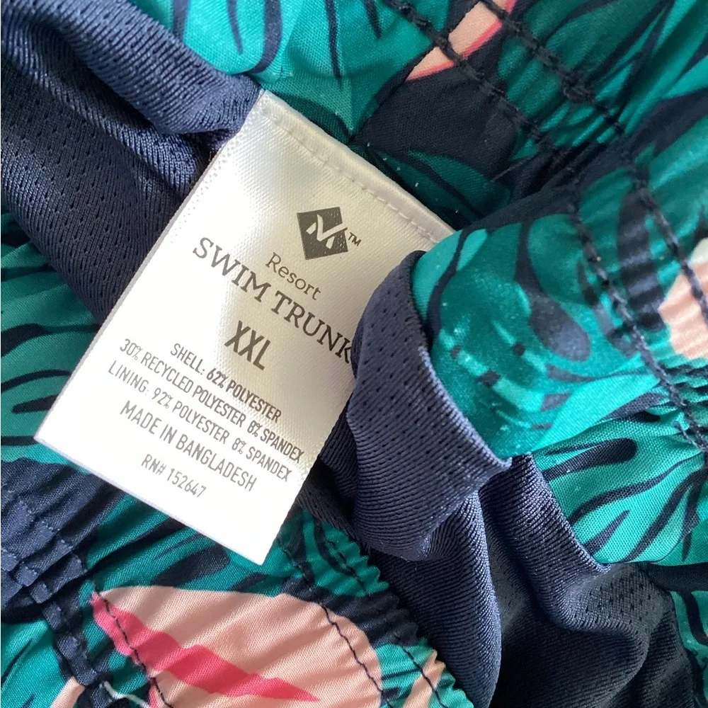 Members Mark Tropical Flamingo Swim Trunks - Pink & Teal 2XL BNWT